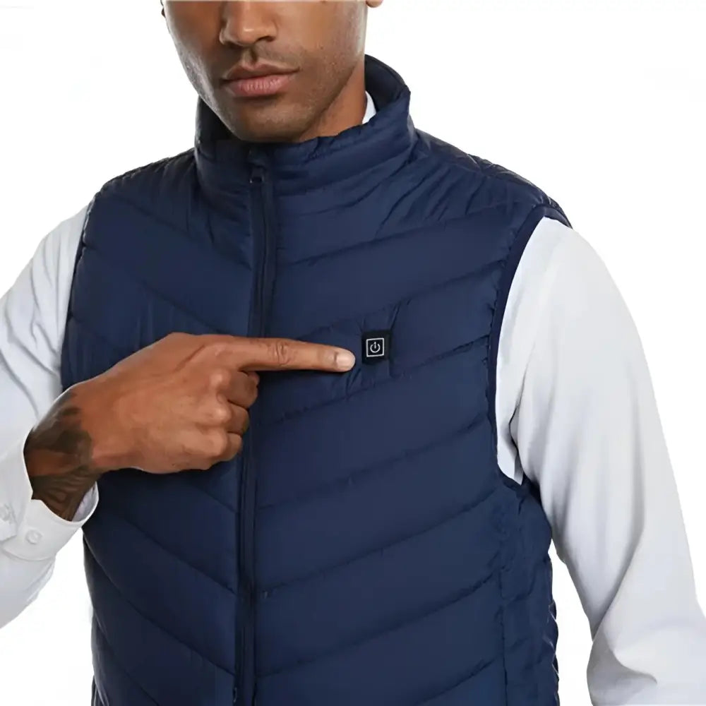 Black Heated Puffer Vest - Blue / 2xs