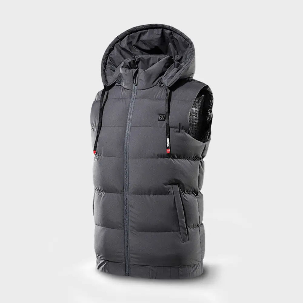 Heated Vest with Hood - Gray / Xs