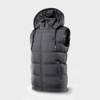 Heated Vest with Hood - Gray / Xs